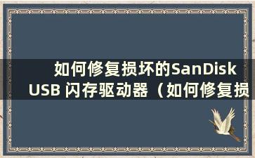 如何修复损坏的SanDisk USB 闪存驱动器（如何修复损坏的SanDisk USB 闪存驱动器）